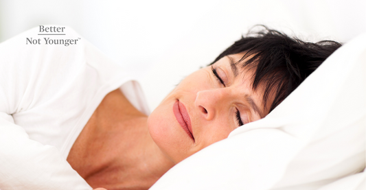 In this article about 7 Ways to Save Your Strands from Damage While You Sleep, Better Not Younger features a mature sleeping woman with short black hair.
