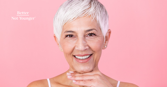 A woman with gray hair smiling. If you’re worrying about thinning gray or white hair, we’ll let you in on some secrets that can help you thicken and revitalize it. 
