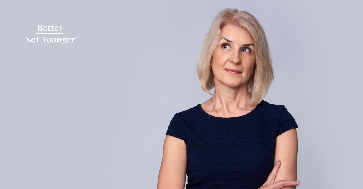 A mature woman thinking