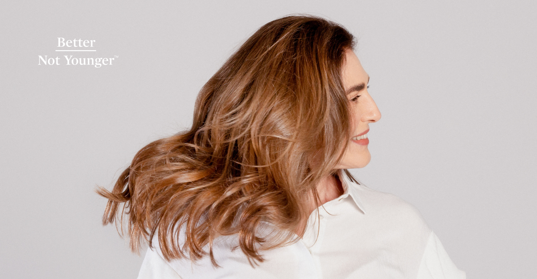 Better Not Younger features a woman whose hair is blown and shiny to illustrate this article about the best practices to air dry your hair.