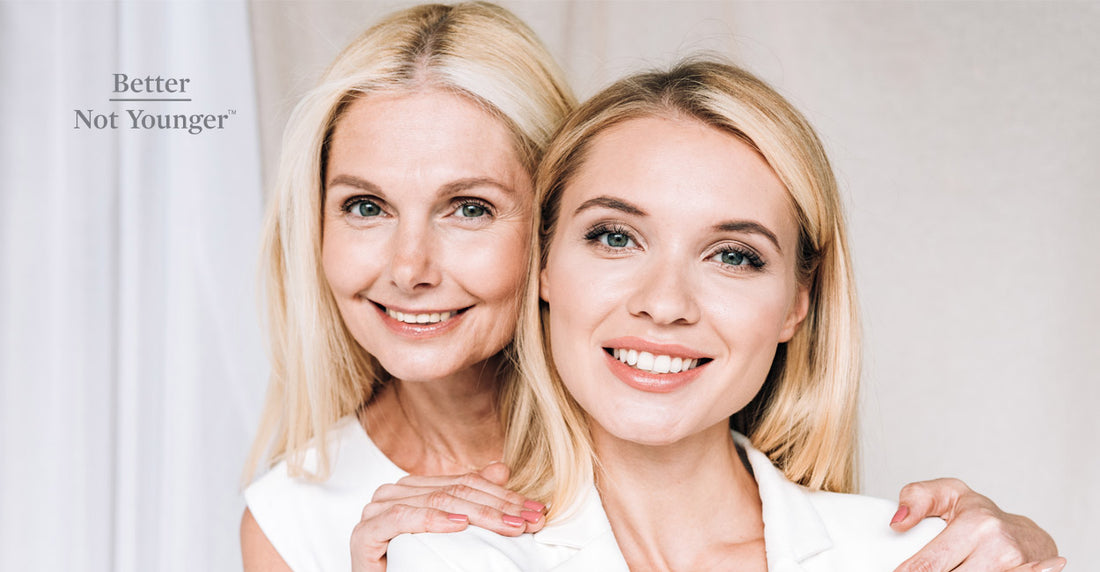 Middle-aged beautiful women with cool blonde and ashy hair types smile. Anyone can benefit from a Purple Shampoo.