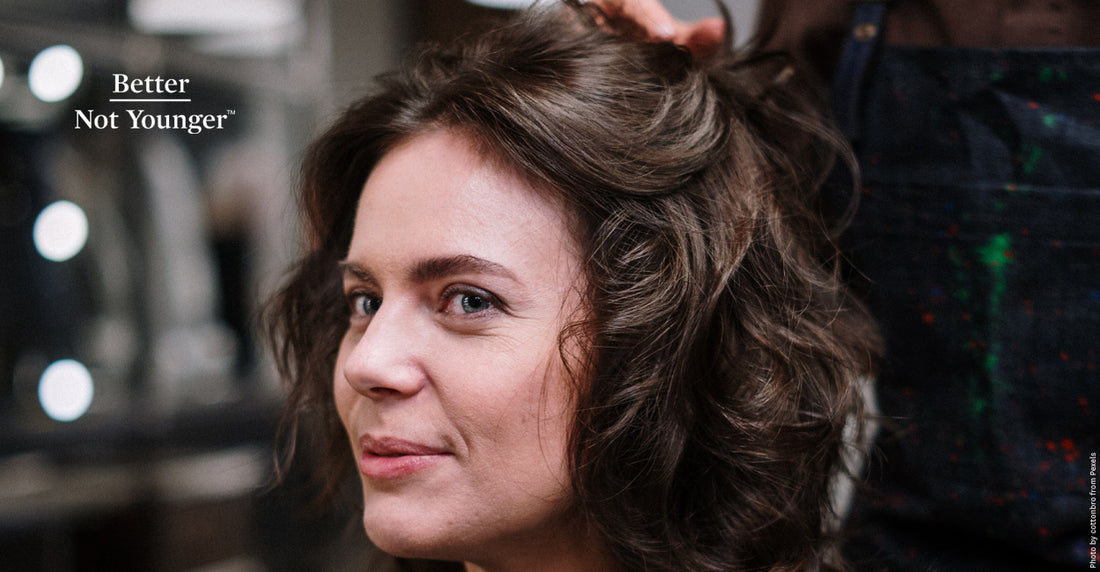 Mature Woman With Wolf Haircut Smiling 