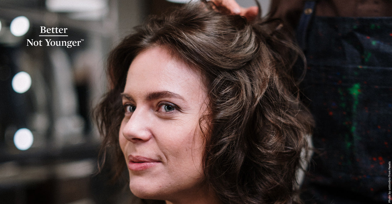 Mature Woman With Wolf Haircut Smiling 