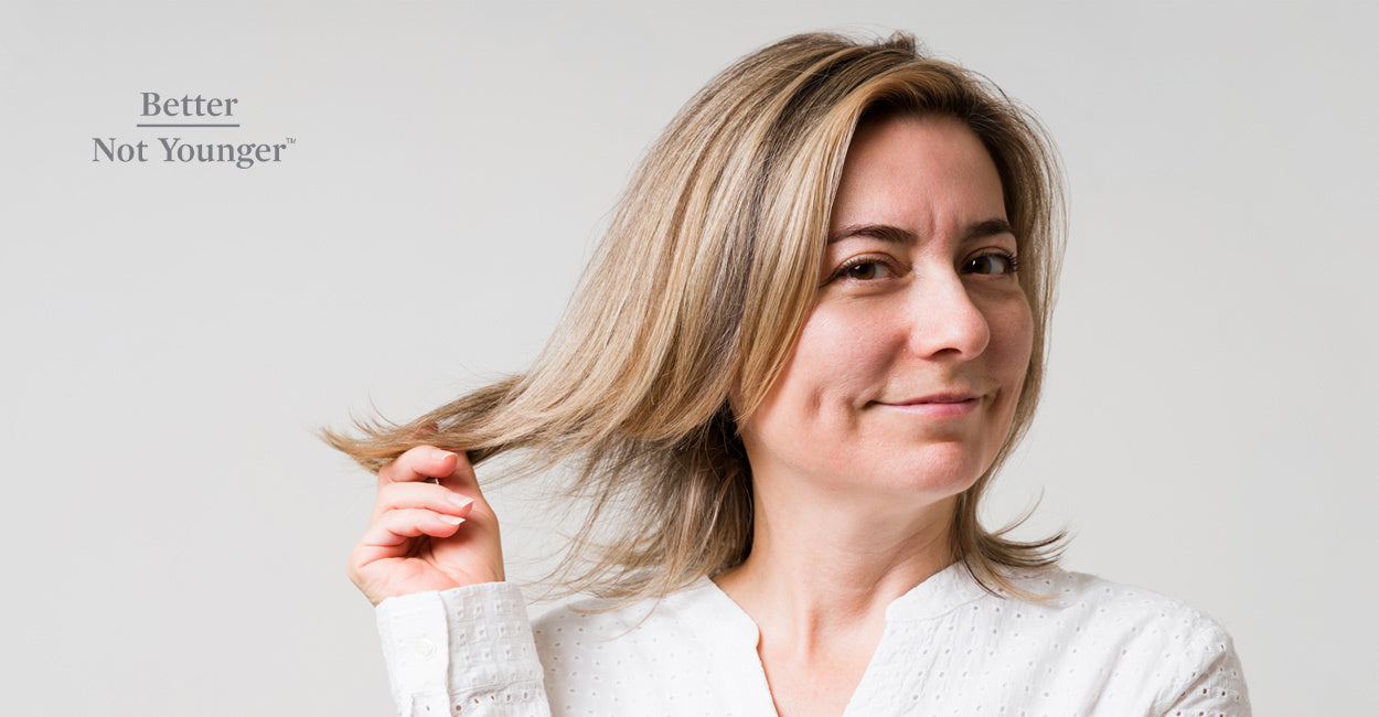 On "Pro Secrets for Preventing Split Ends", BNY features a beautiful mature woman with medium lenght white hair.