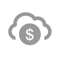 Cloud icon with a dollar sign inside on a black background